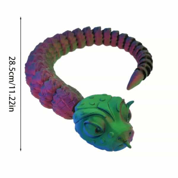 3D Printed Big Eyed Cute Snake Toy with Dragon Scales - Image 4
