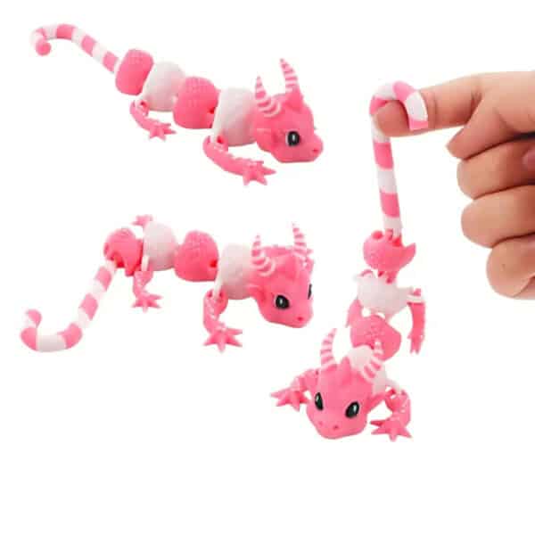 3D Printed Candy Cane Dragon Toy with Flexible Joints - Image 3