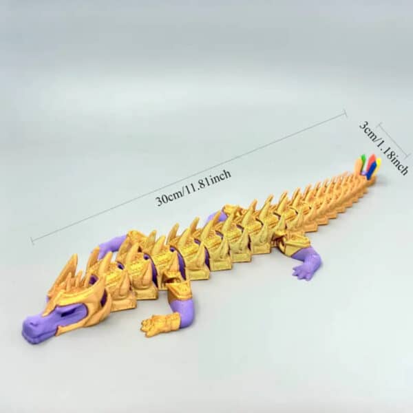 Articulated Vibrant 3D Printed Dragon with Colorful Gems - Image 2