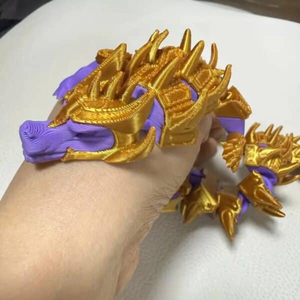 Articulated Vibrant 3D Printed Dragon with Colorful Gems - Image 3