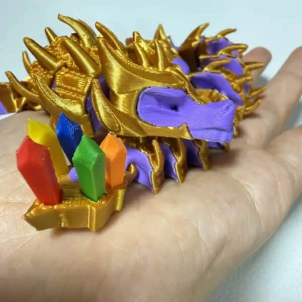 Articulated Vibrant 3D Printed Dragon with Colorful Gems - Image 4