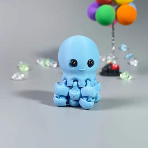 Customizable 3D Printed Blue Octopus Toy for Children's - Image 2