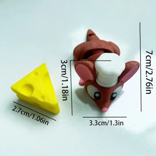 Customized Articulated 3D Printed Cute Mouse with Hat - Image 2