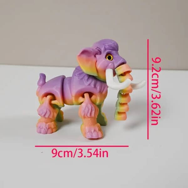 3D Printed Multicolor Elephant Toy with Flexible Joints - Image 2