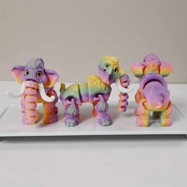 3D Printed Multicolor Elephant Toy with Flexible Joints - Image 3