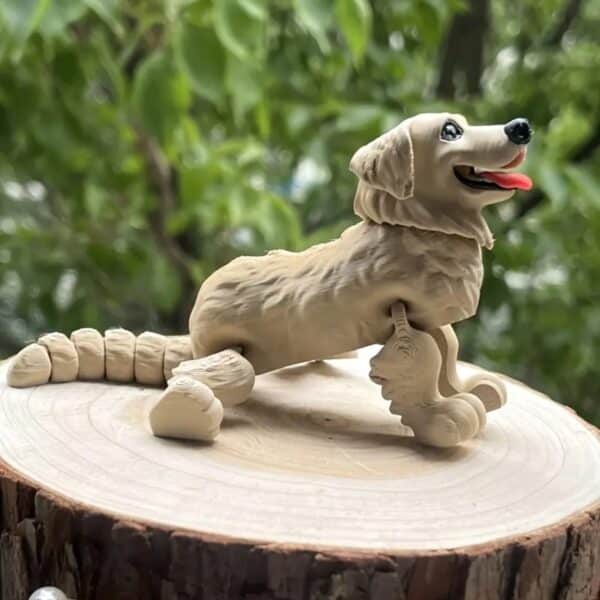 Charming 3D Printed Golden Retriever with Flexible Limbs - Image 4