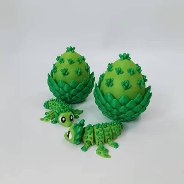 Customized 3D Printed Green Crystal Dragon with Egg - Image 2