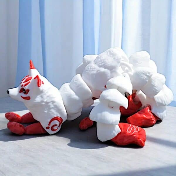 Vibrant 3D Printed Nine Tailed Fox Statue Toy for Children's - Image 4